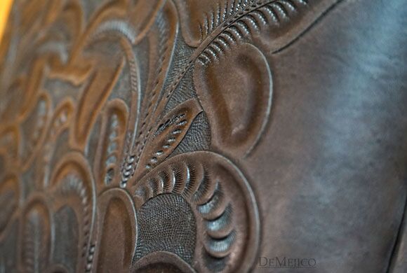 Tooled Agave Spanish Side Chair, Tooled Leather Side Chair