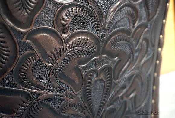 Tooled Agave Spanish Side Chair, Tooled Leather Side Chair