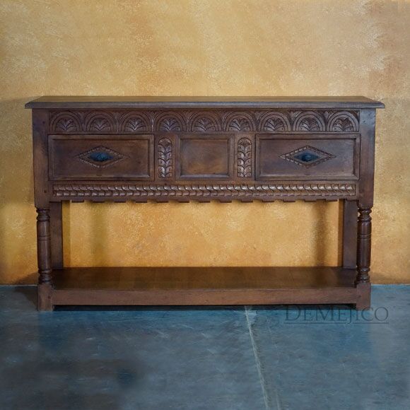 Spanish Revival Console, Spanish Carved Console