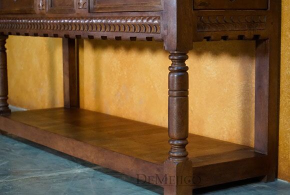 Spanish Revival Console, Spanish Carved Console