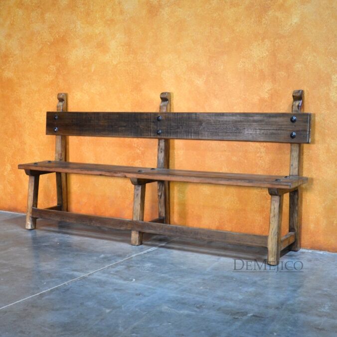 Banca Baja, Old Wood Bench, Colonial Style Bench - Demejico