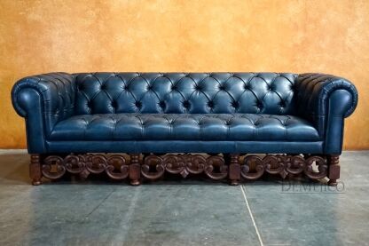 Sofa Elegante Especial, Spanish Style Sofa, Blue Leather Sofa - Demejico