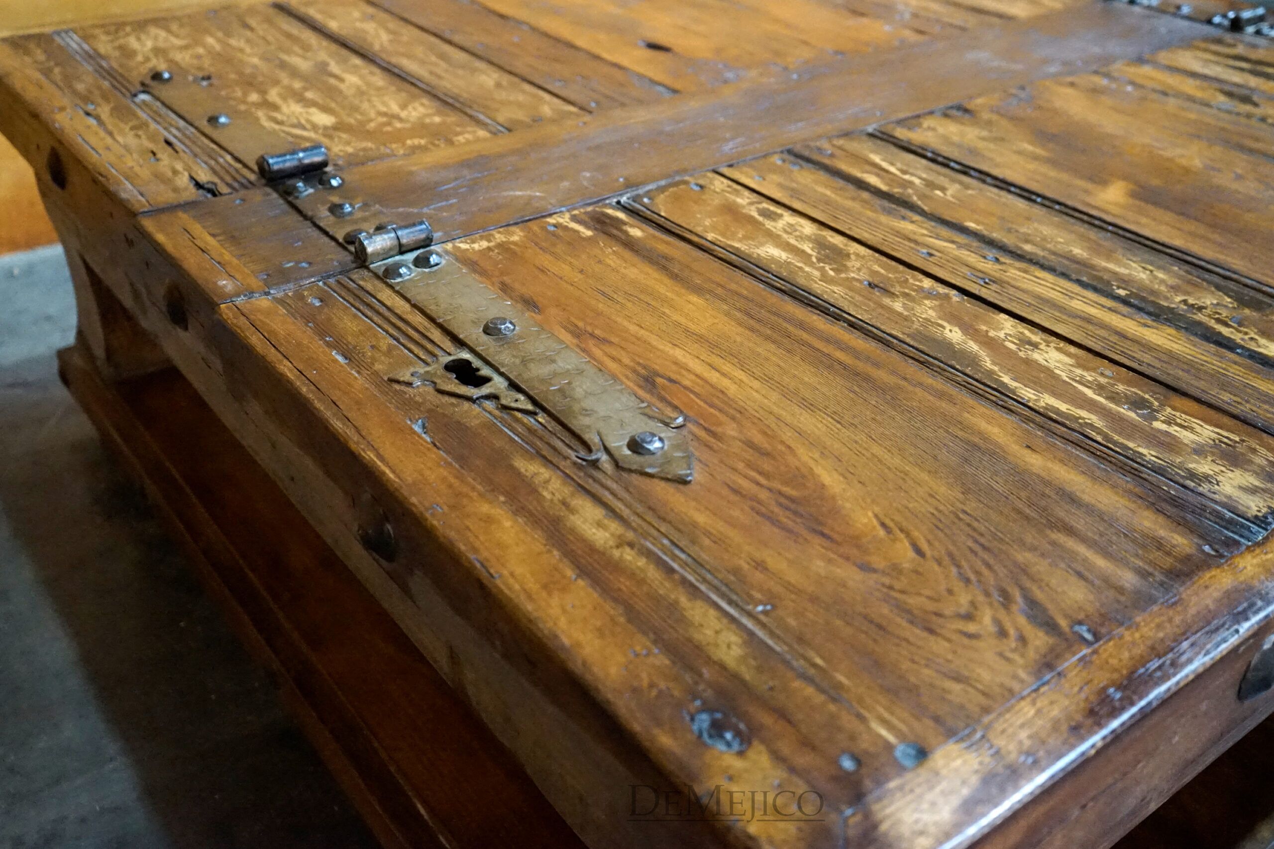 Square Escondido Old Door Coffee Table, Rustic Coffee Table - Demejico