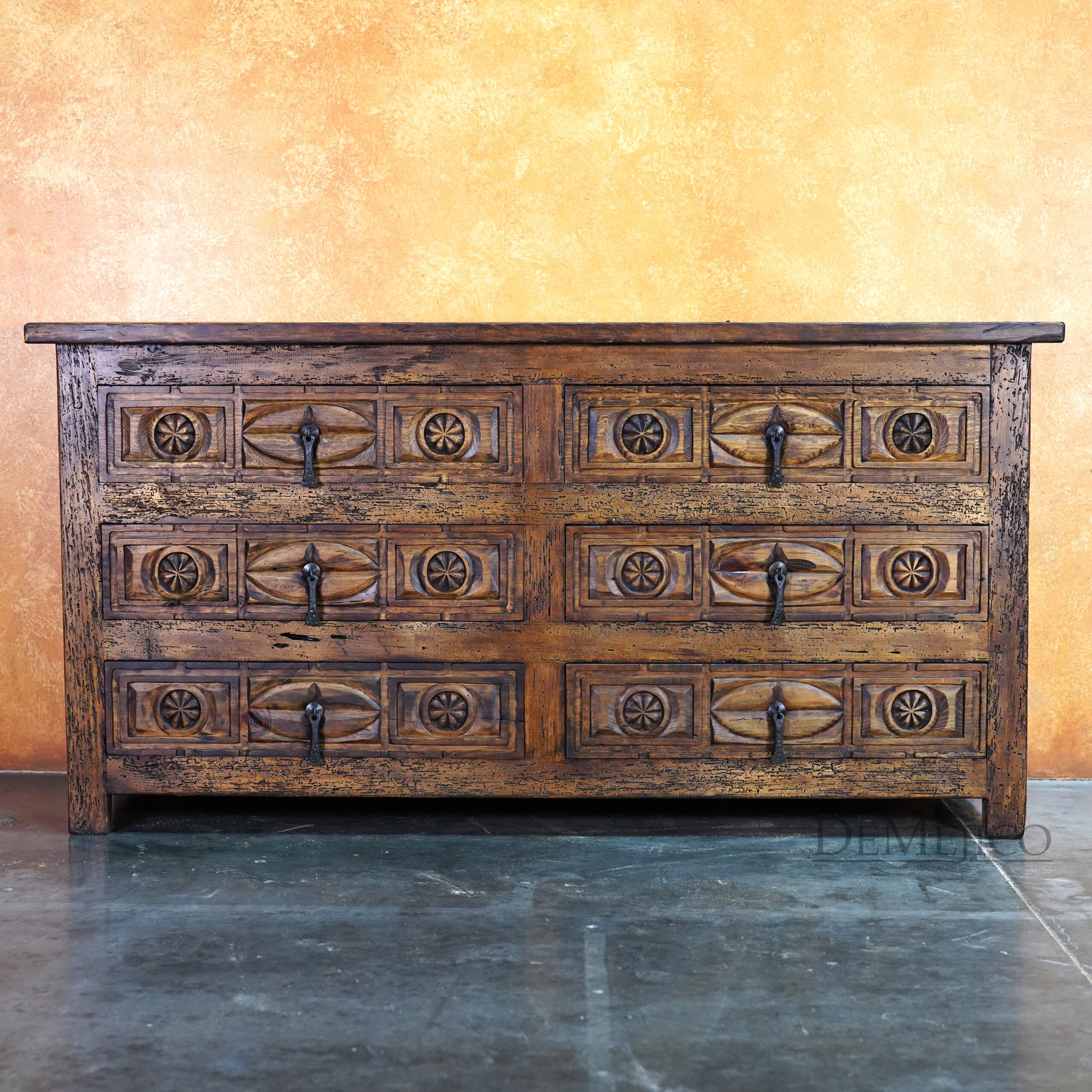 Indonesia Dresser, Mediterranean Carved Dresser - Demejico