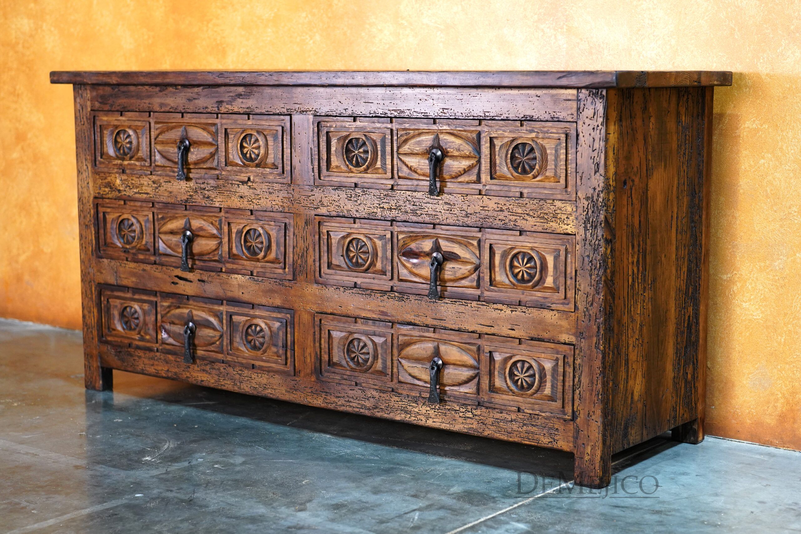 Indonesia Dresser, Mediterranean Carved Dresser - Demejico