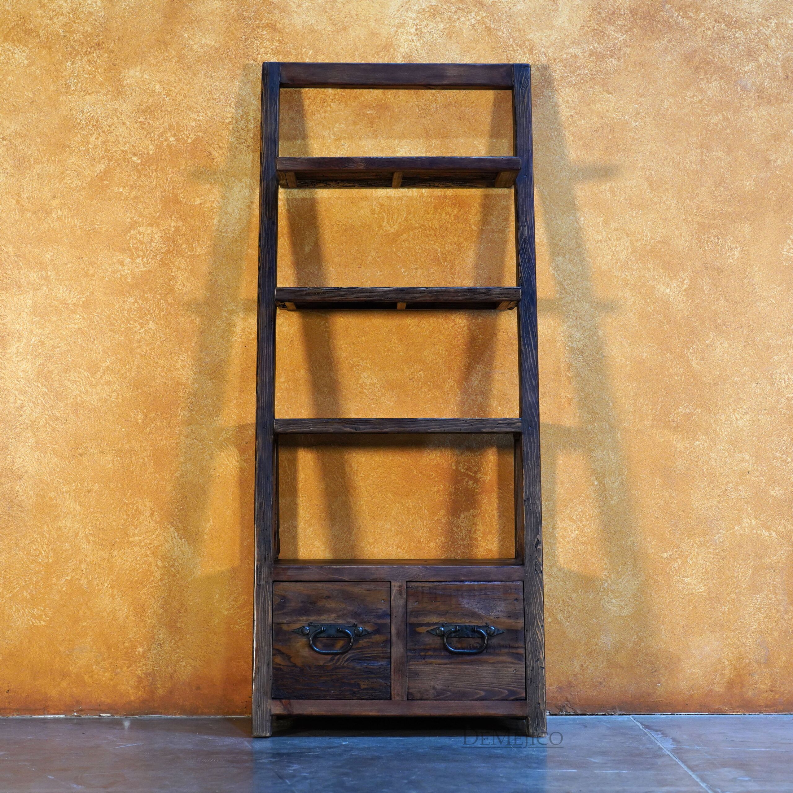 Old Wood Ladder Bookshelf, Spanish Ladder bookcase, Spanish Bookcase