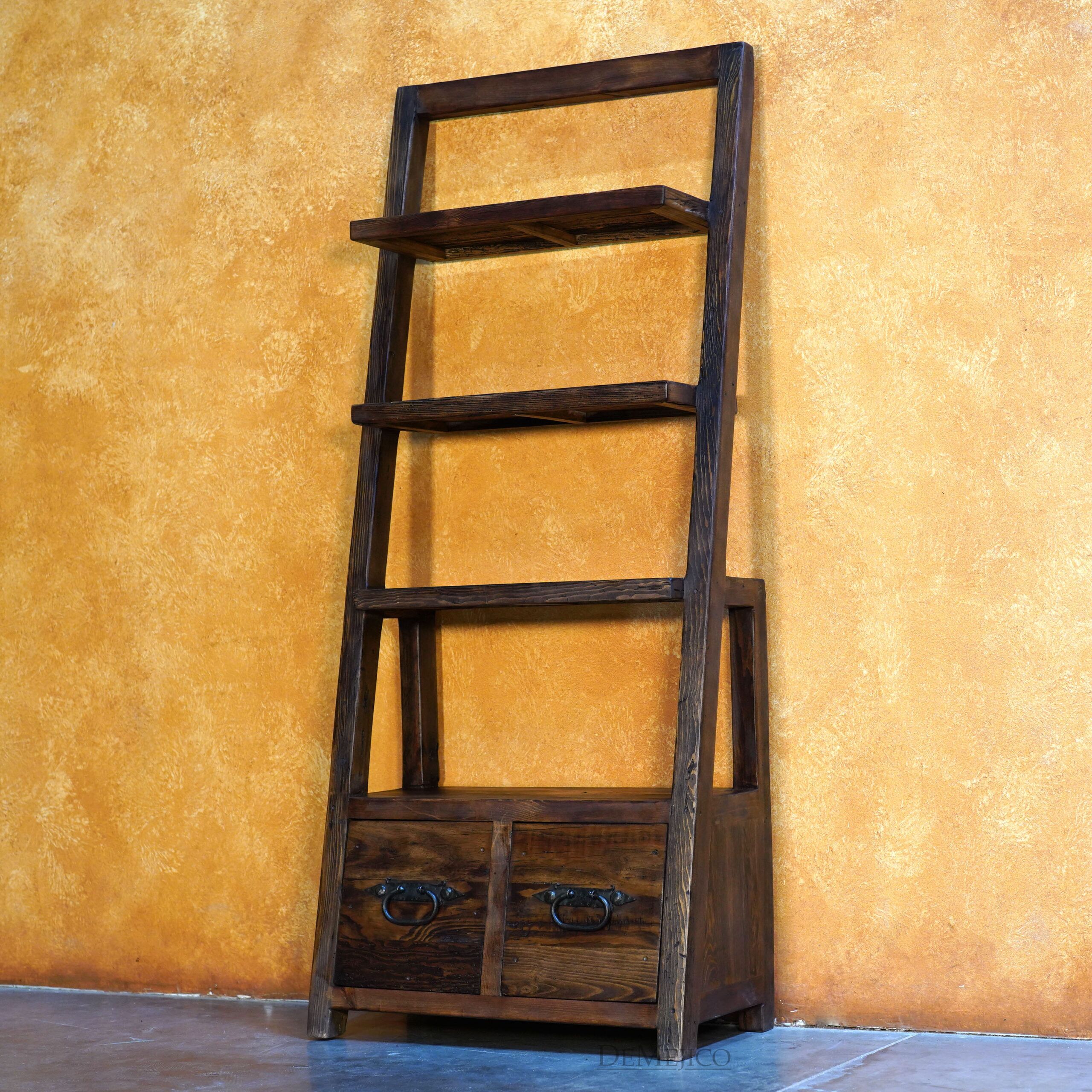 Old Wood Ladder Bookshelf, Spanish Ladder bookcase, Spanish Bookcase