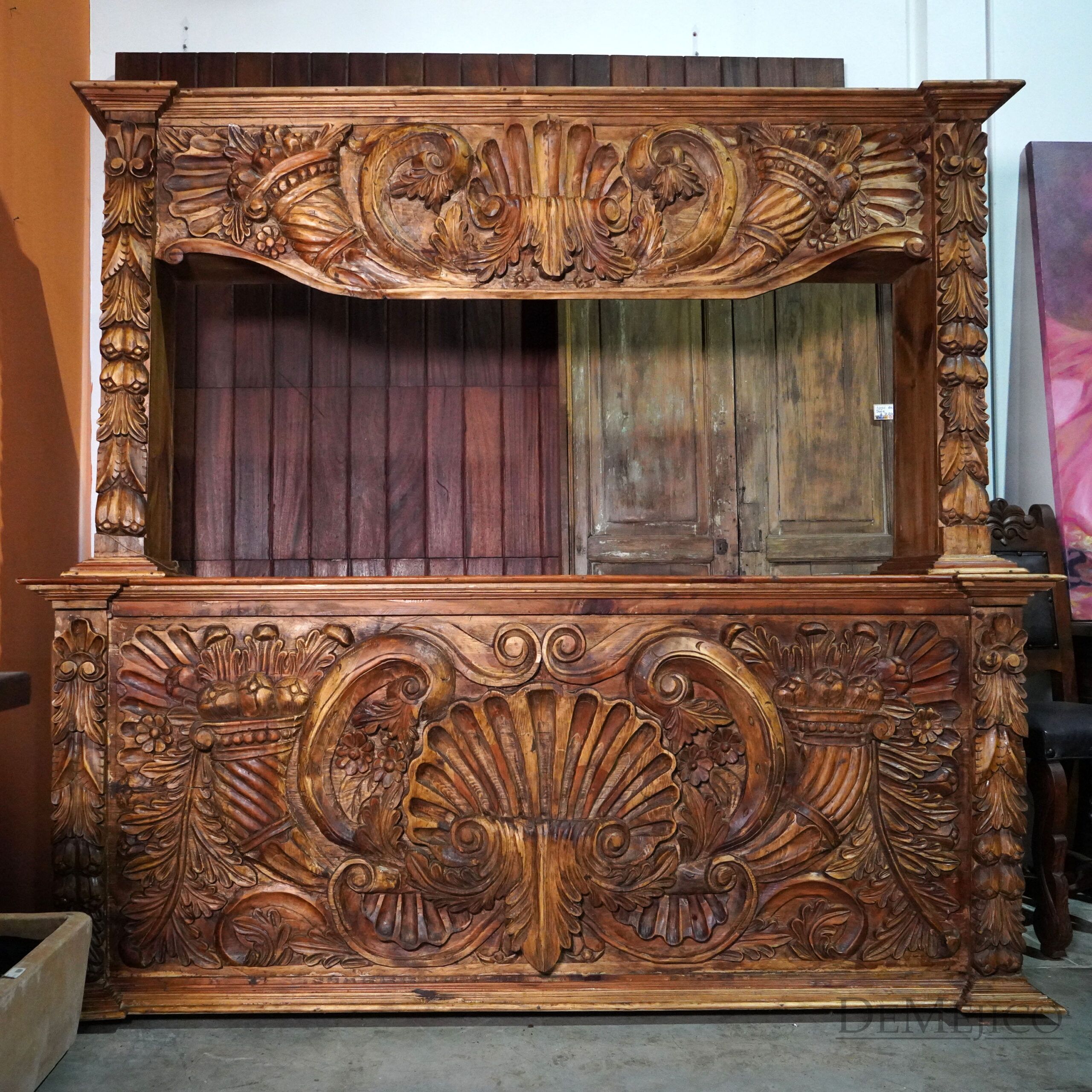 Carved Concha Bar, Spanish Carved Bar - Demejico