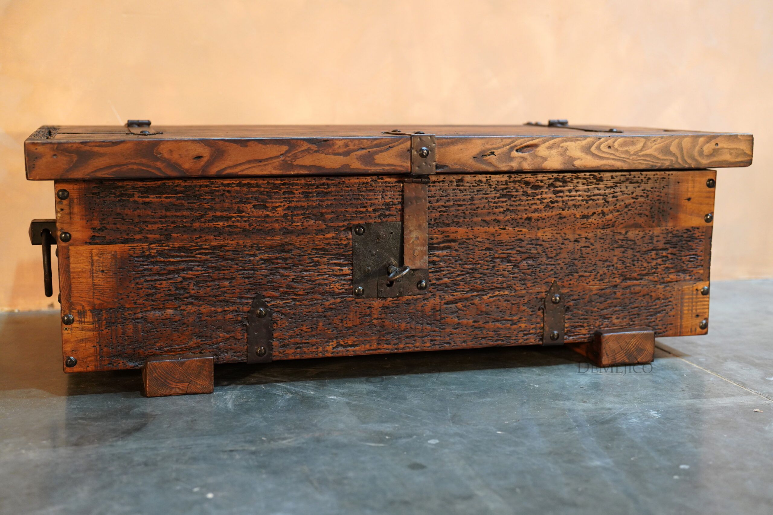 Troje Trunk Coffee Table, Storage Coffee Table, Old Wood Coffee Table