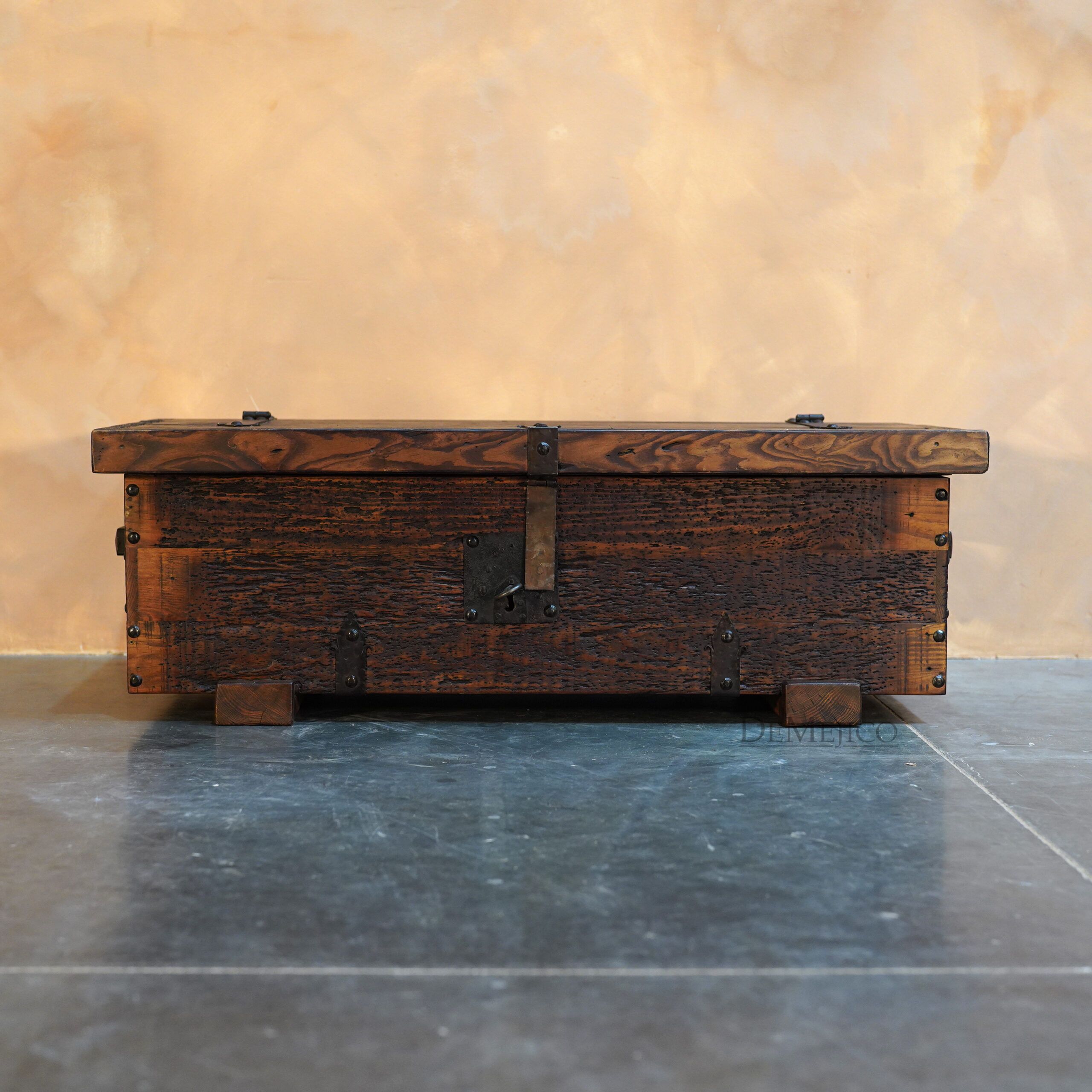 Troje Trunk Coffee Table, Storage Coffee Table, Old Wood Coffee Table