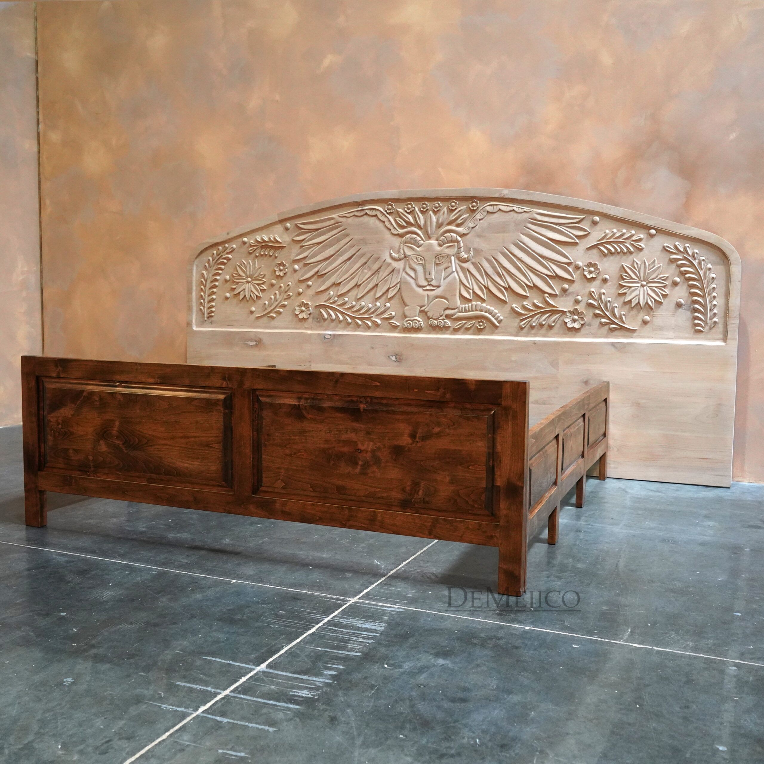 Alebrije Bed, Large Spanish Bed, Carved Bed - Demejico