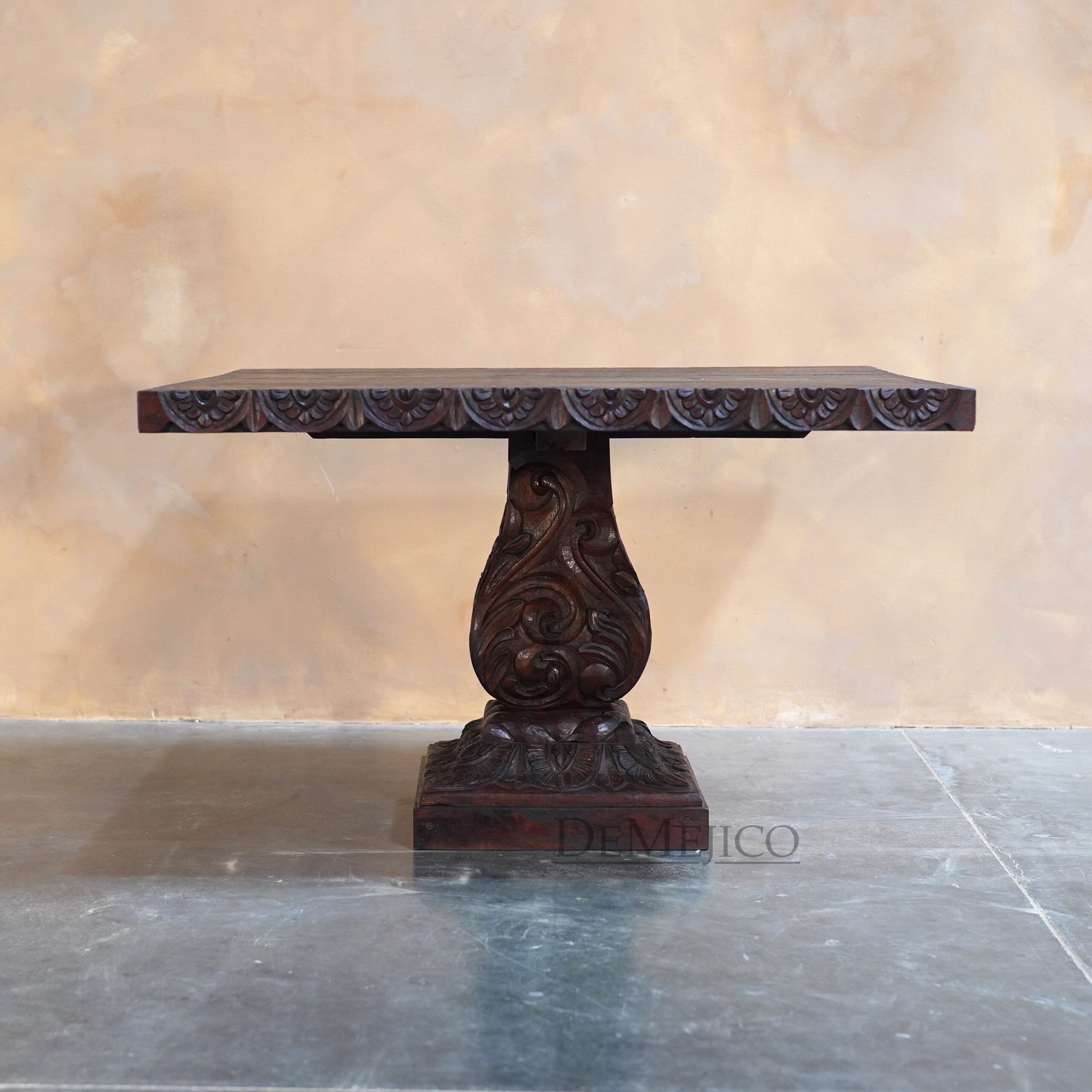 Square Mesa Cozumel, Hand Carved Dining Table - Demejico