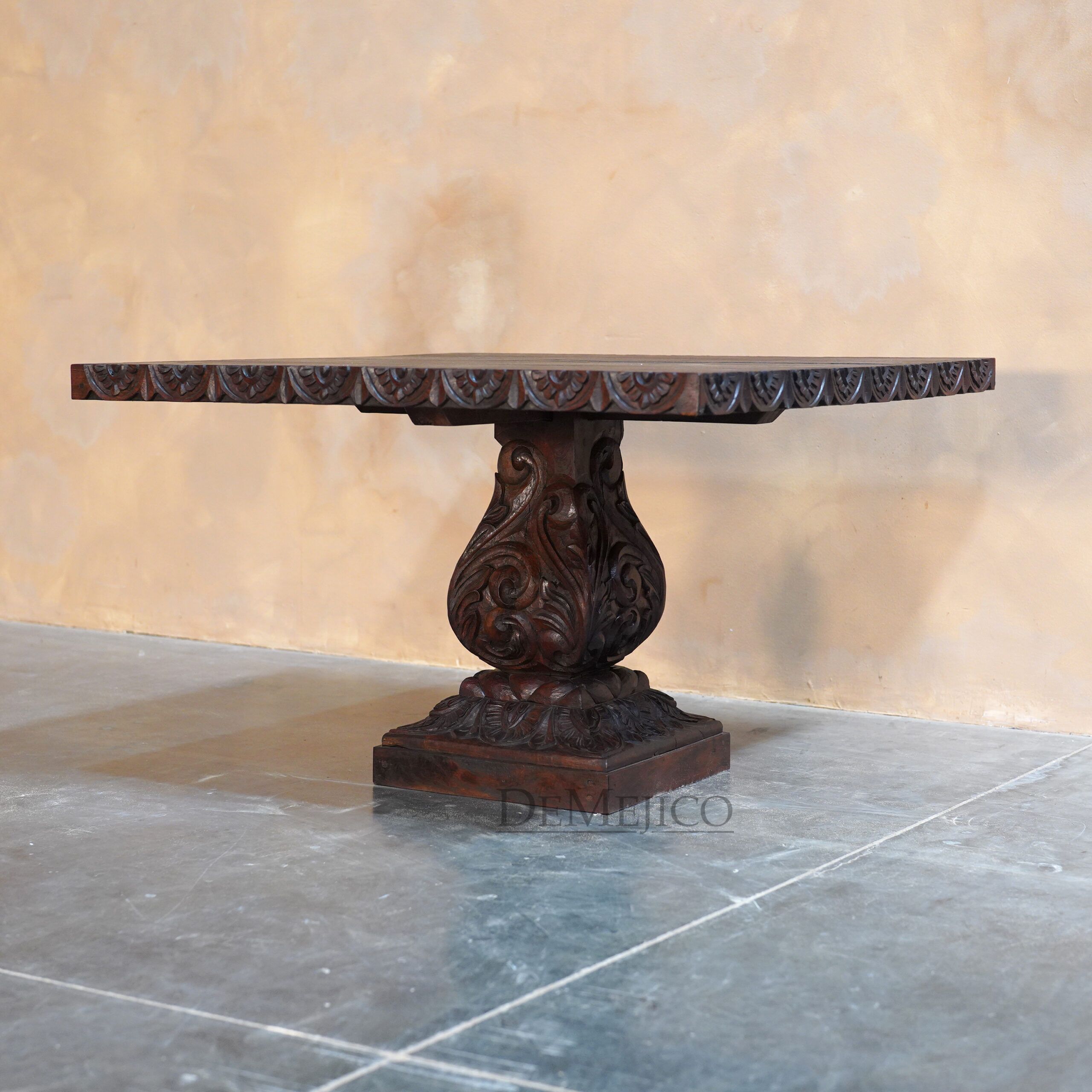 Square Mesa Cozumel, Hand Carved Dining Table - Demejico