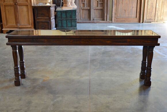 glass top console table