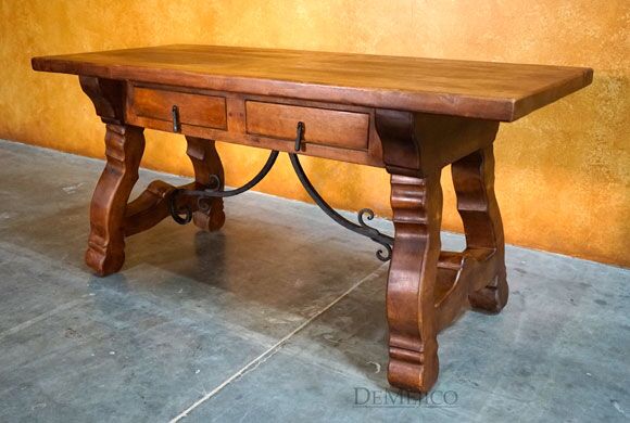 Mesquite Escritorio Yugos, Spanish Desk, Hand Carved Desk