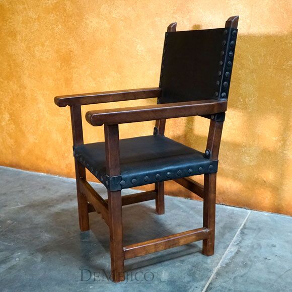 Spanish Colonial Chair with Arms, Traditional Mexican Chair