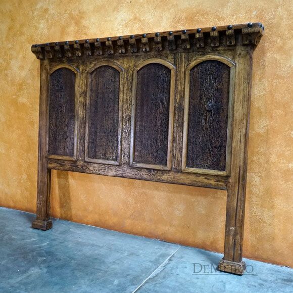 Old Wood Chapital Bed, Old Wood Bed, Tall Headboard