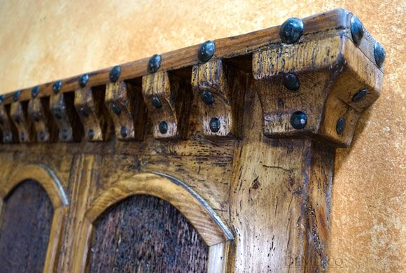 Old Wood Chapital Bed, Old Wood Bed, Tall Headboard