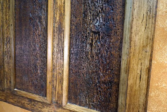 Old Wood Chapital Bed, Old Wood Bed, Tall Headboard