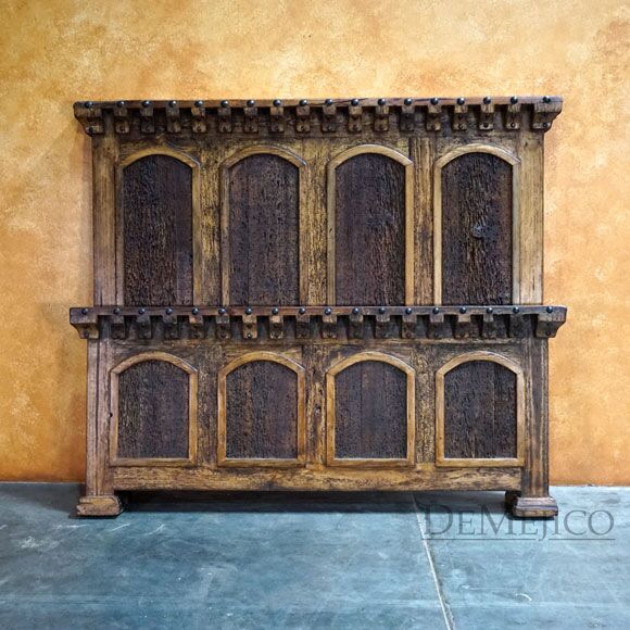 Old Wood Chapital Bed, Old Wood Bed, Tall Headboard