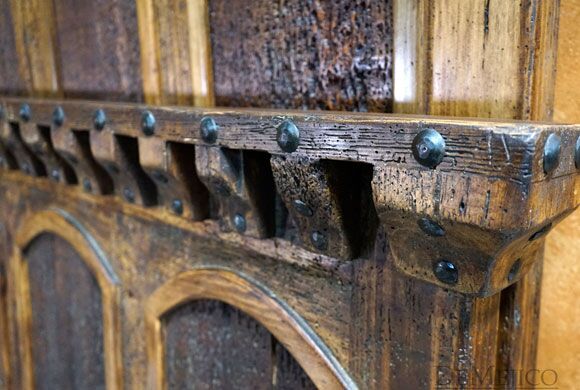 Old Wood Chapital Bed, Old Wood Bed, Tall Headboard