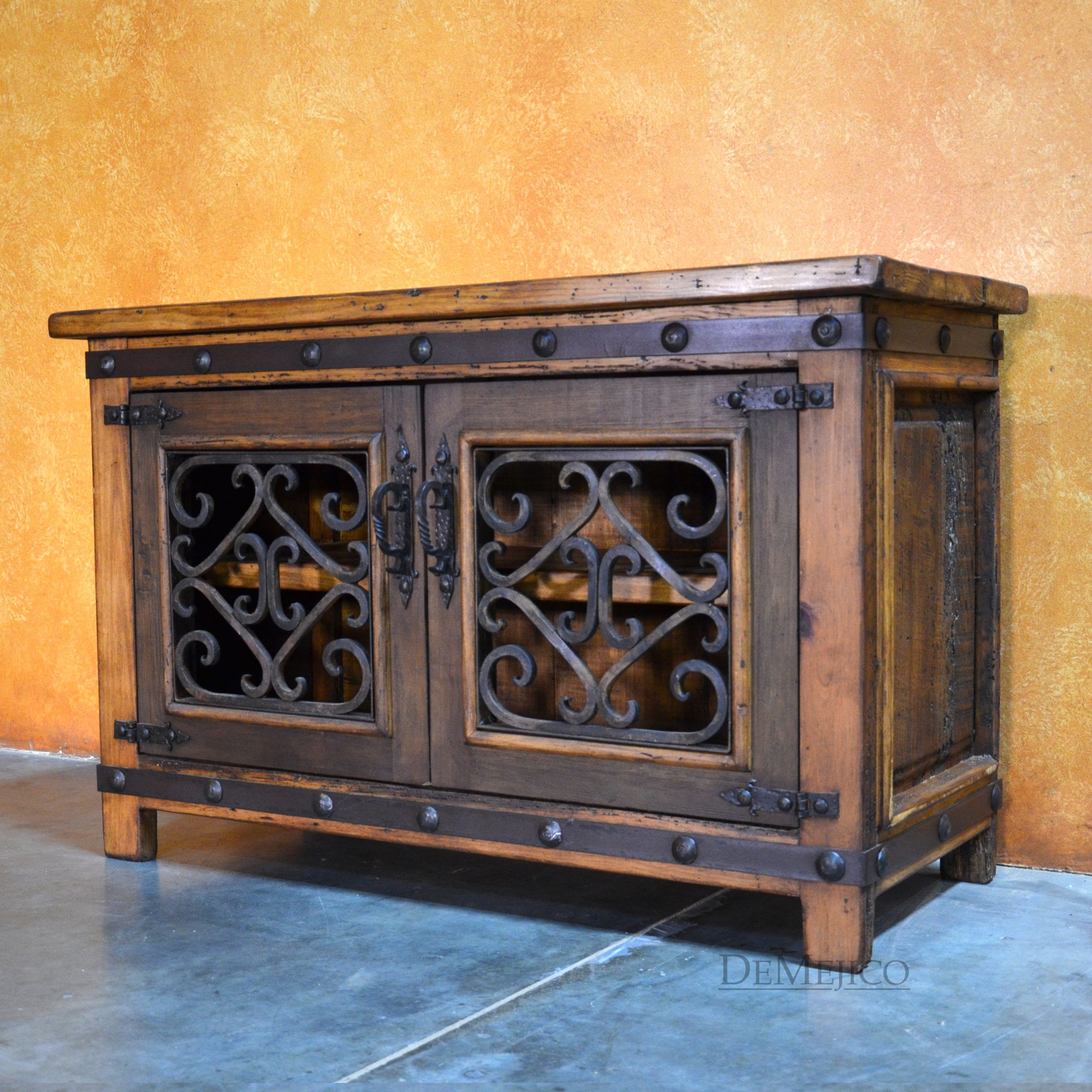 Small Espanola Spanish TV Stand, Spanish Style Living Room - Demejico