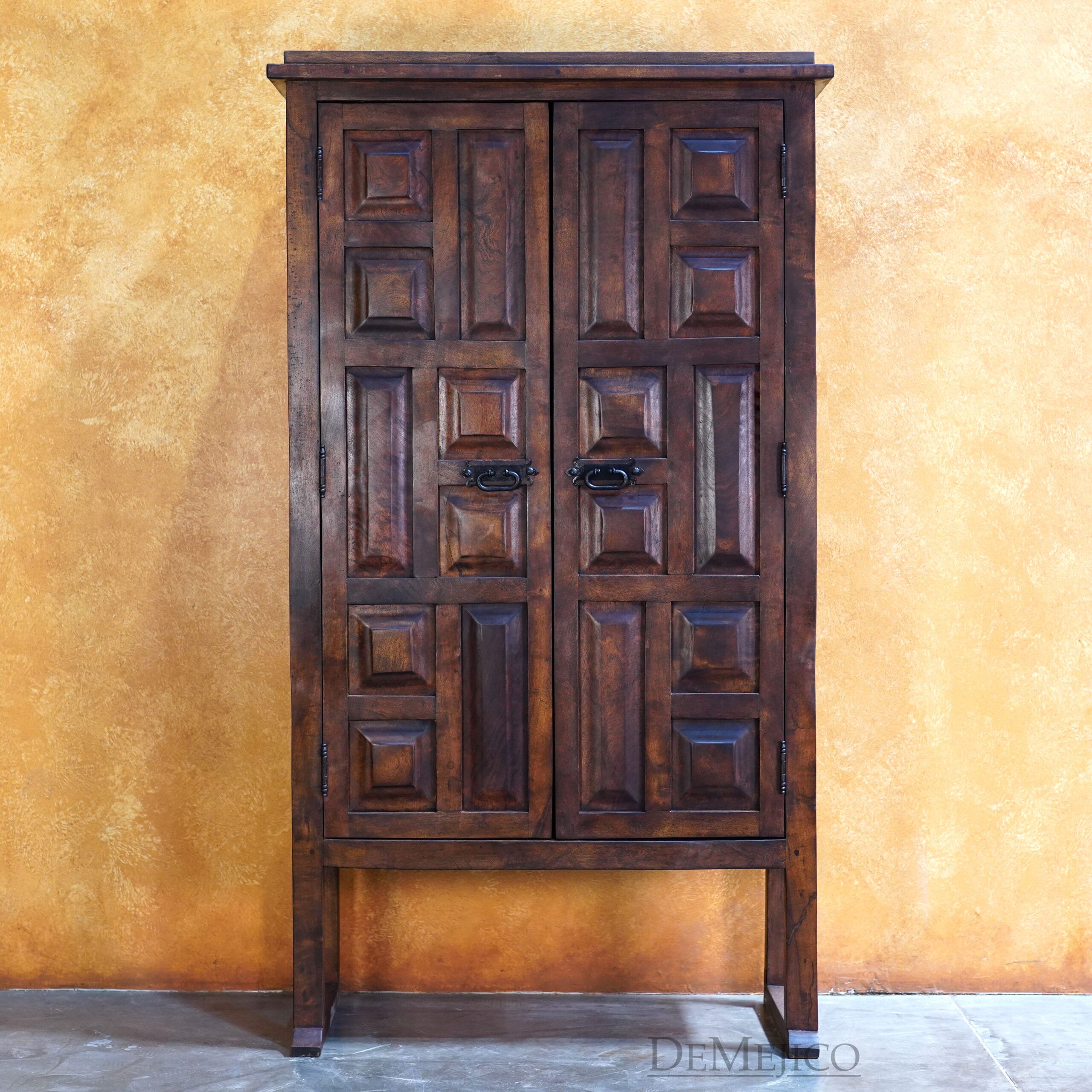 Mesquite Hacienda Panel Armoire, Rustic Armoire, Tall Armoire - Demejico