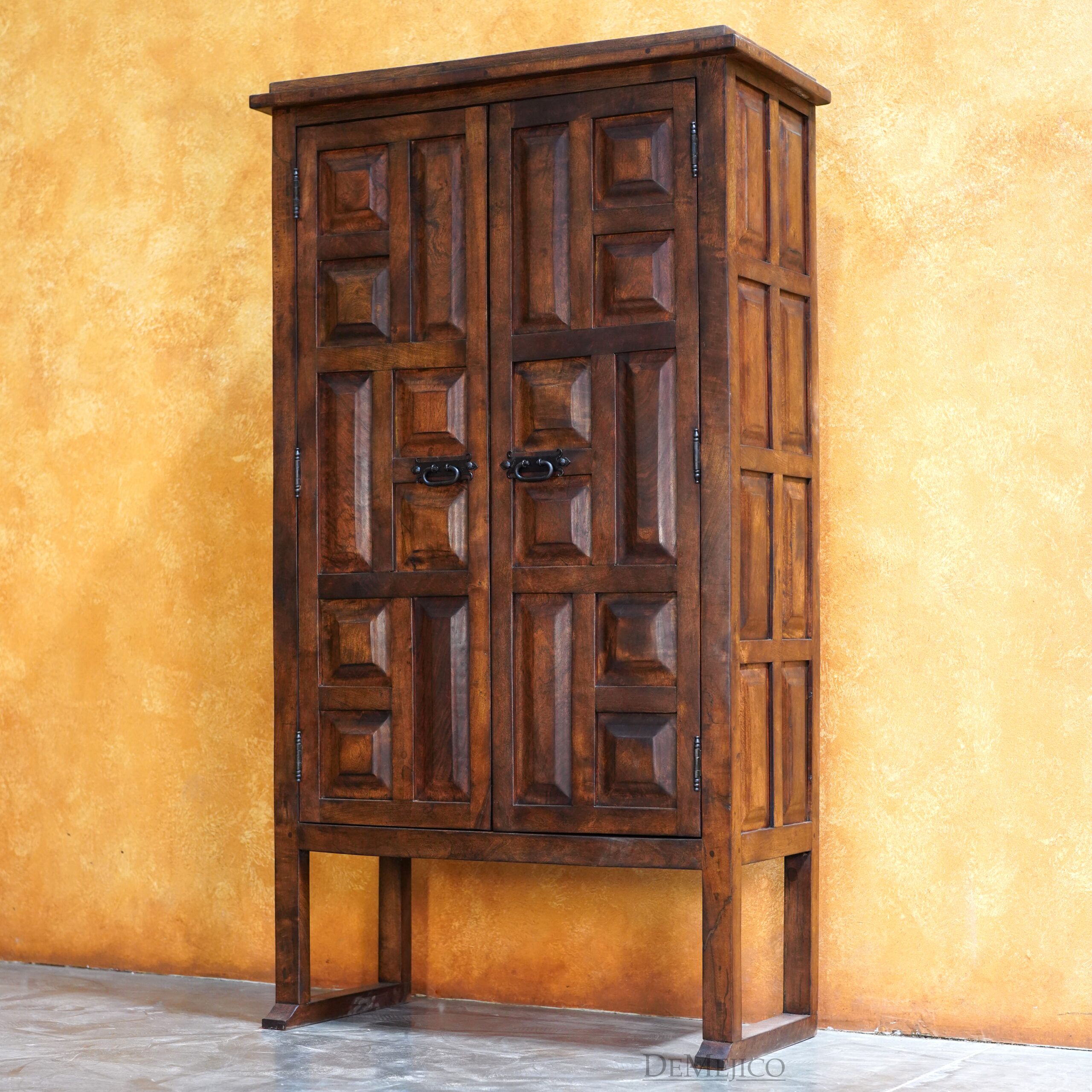 Mesquite Hacienda Panel Armoire, Rustic Armoire, Tall Armoire - Demejico