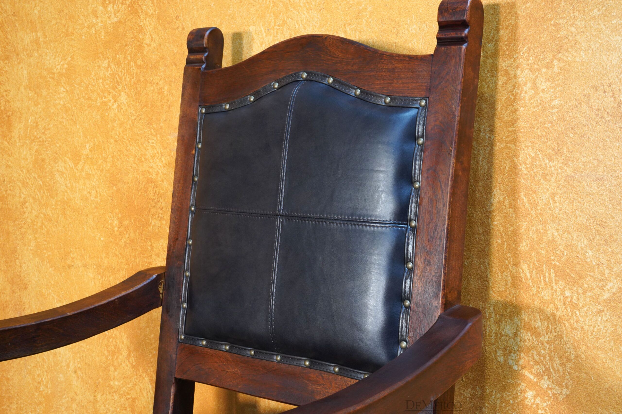 Spanish Leather Dining Chairs, Silla Santa Paula with Arms - Demejico