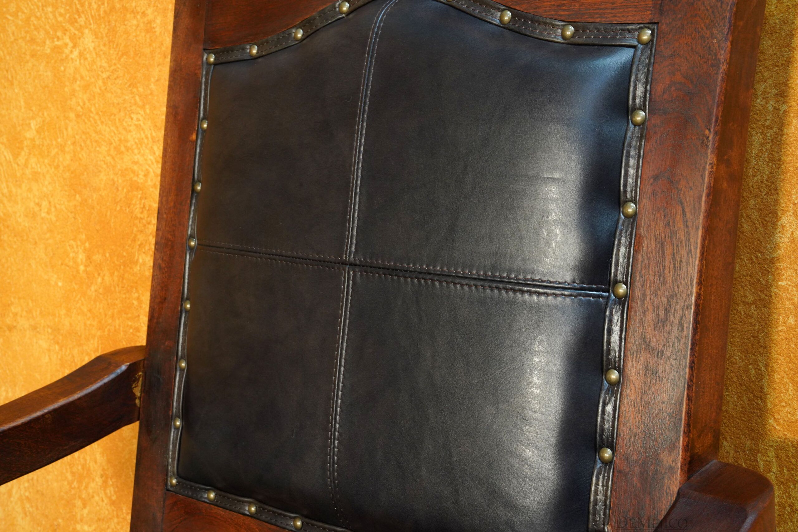 Spanish Leather Dining Chairs, Silla Santa Paula with Arms - Demejico