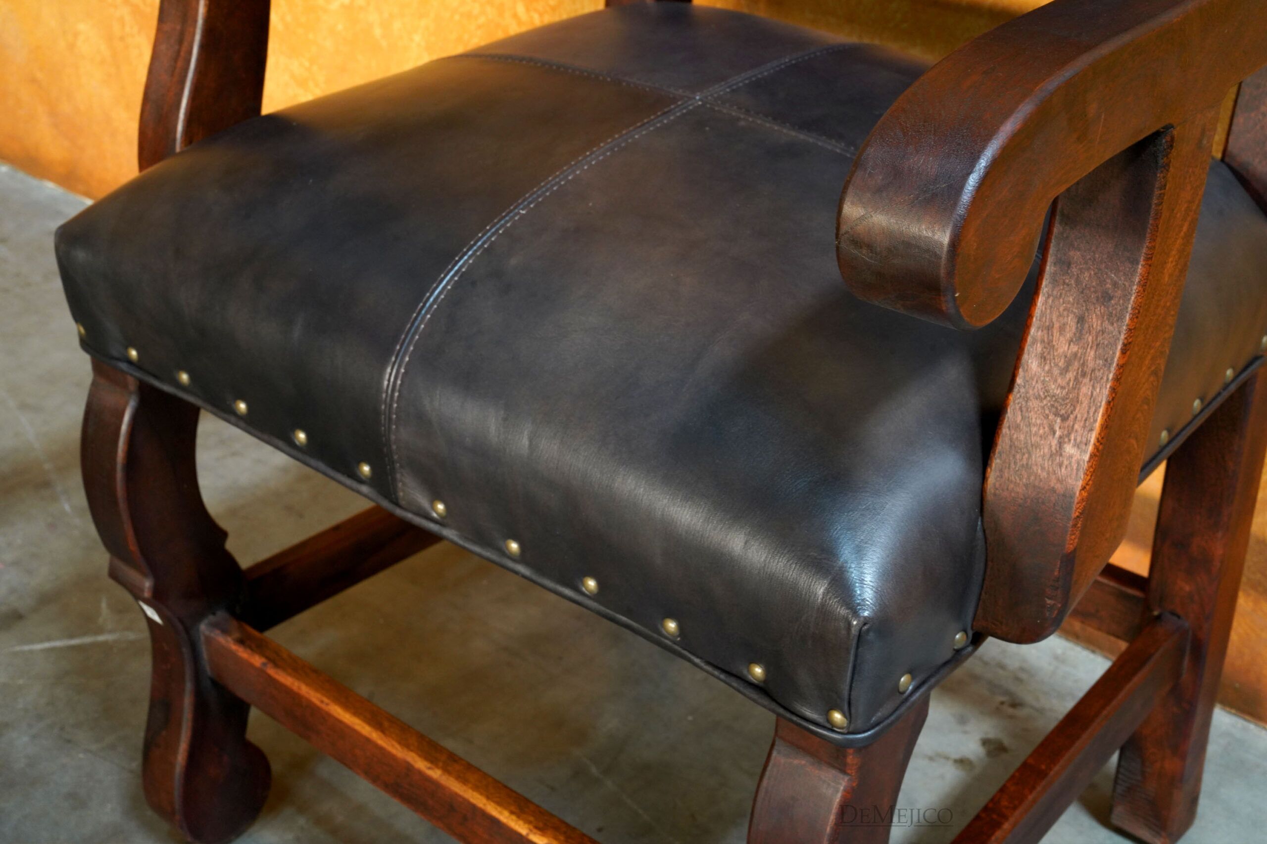 Spanish Leather Dining Chairs, Silla Santa Paula with Arms - Demejico