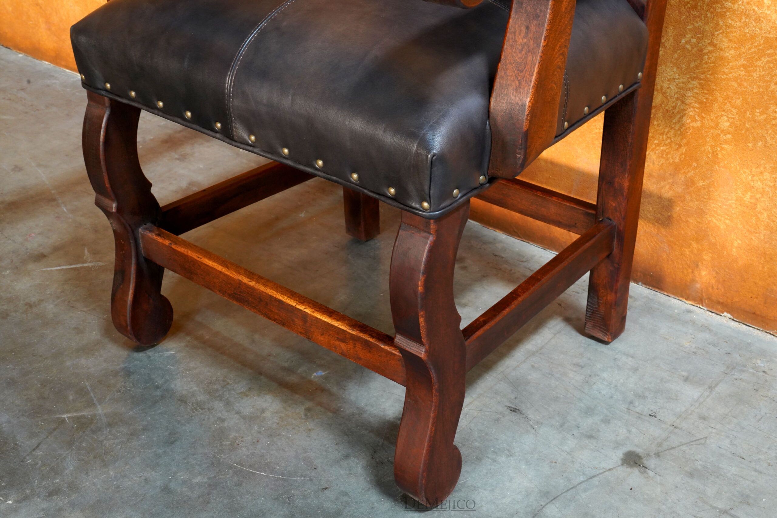 Spanish Leather Dining Chairs, Silla Santa Paula with Arms - Demejico