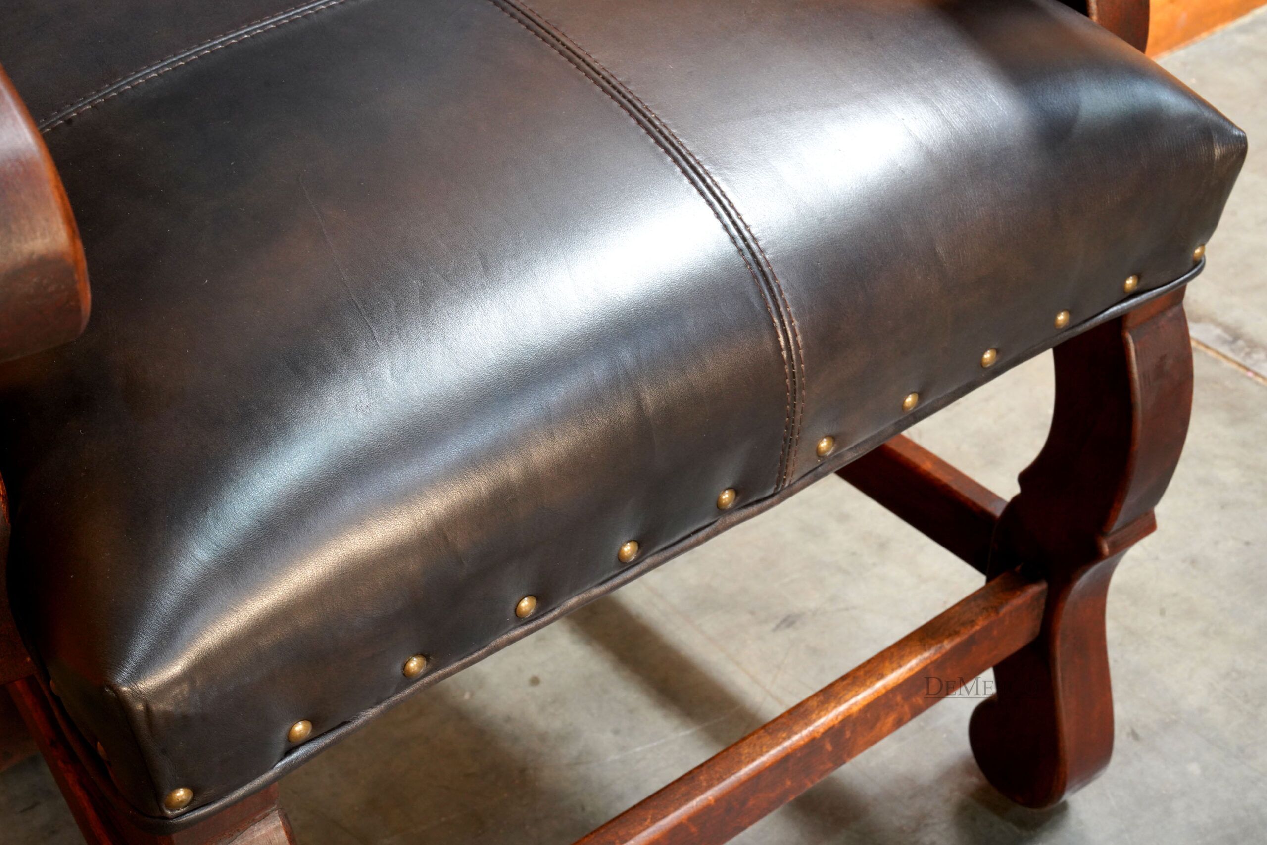 Spanish Leather Dining Chairs, Silla Santa Paula with Arms - Demejico