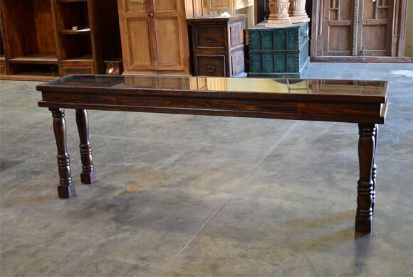 glass top console table