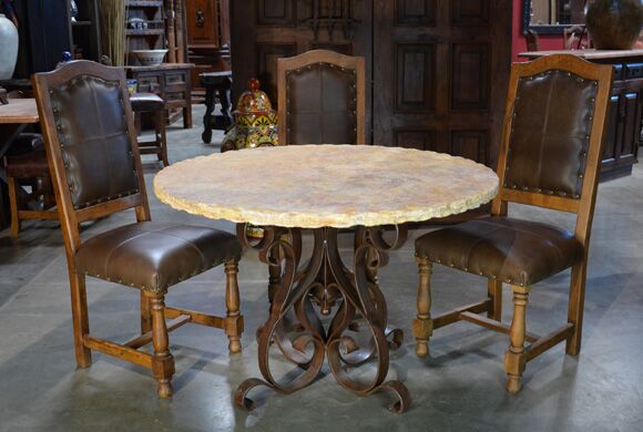 round travertine table