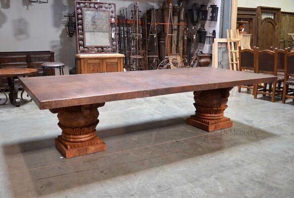 copper top dining table