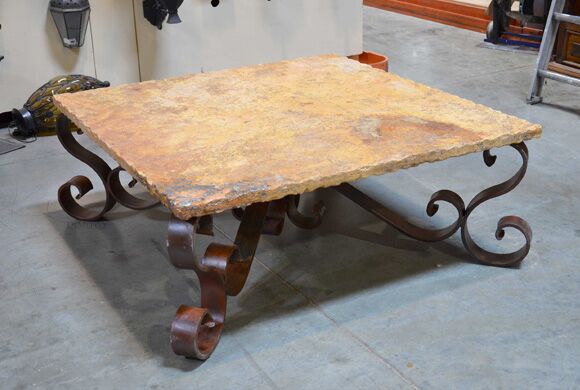 spanish chiseled travertine coffee table