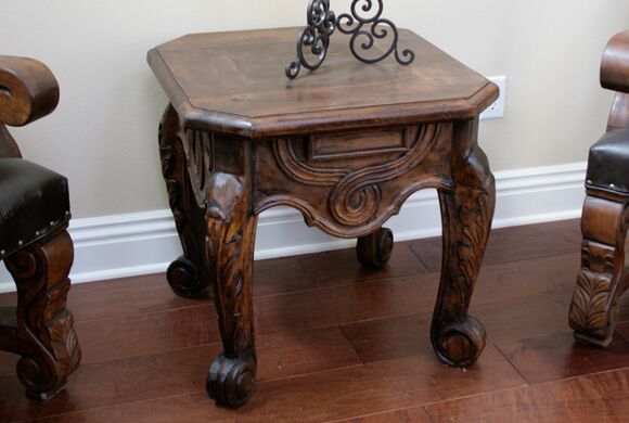 carved end table