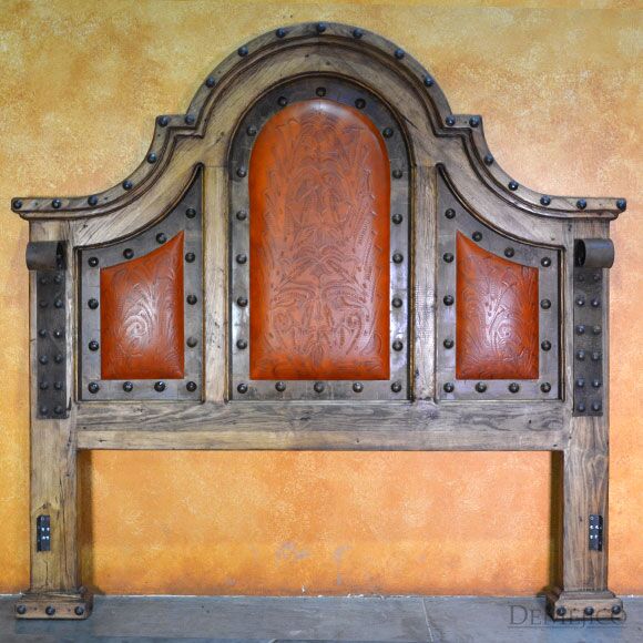 Chapital Cincel Bed, Tooled Leather Bed, Southwest Style Bed