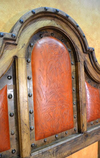 Chapital Cincel Bed, Tooled Leather Bed, Southwest Style Bed