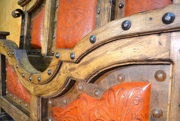 Chapital Cincel Bed, Tooled Leather Bed, Southwest Style Bed