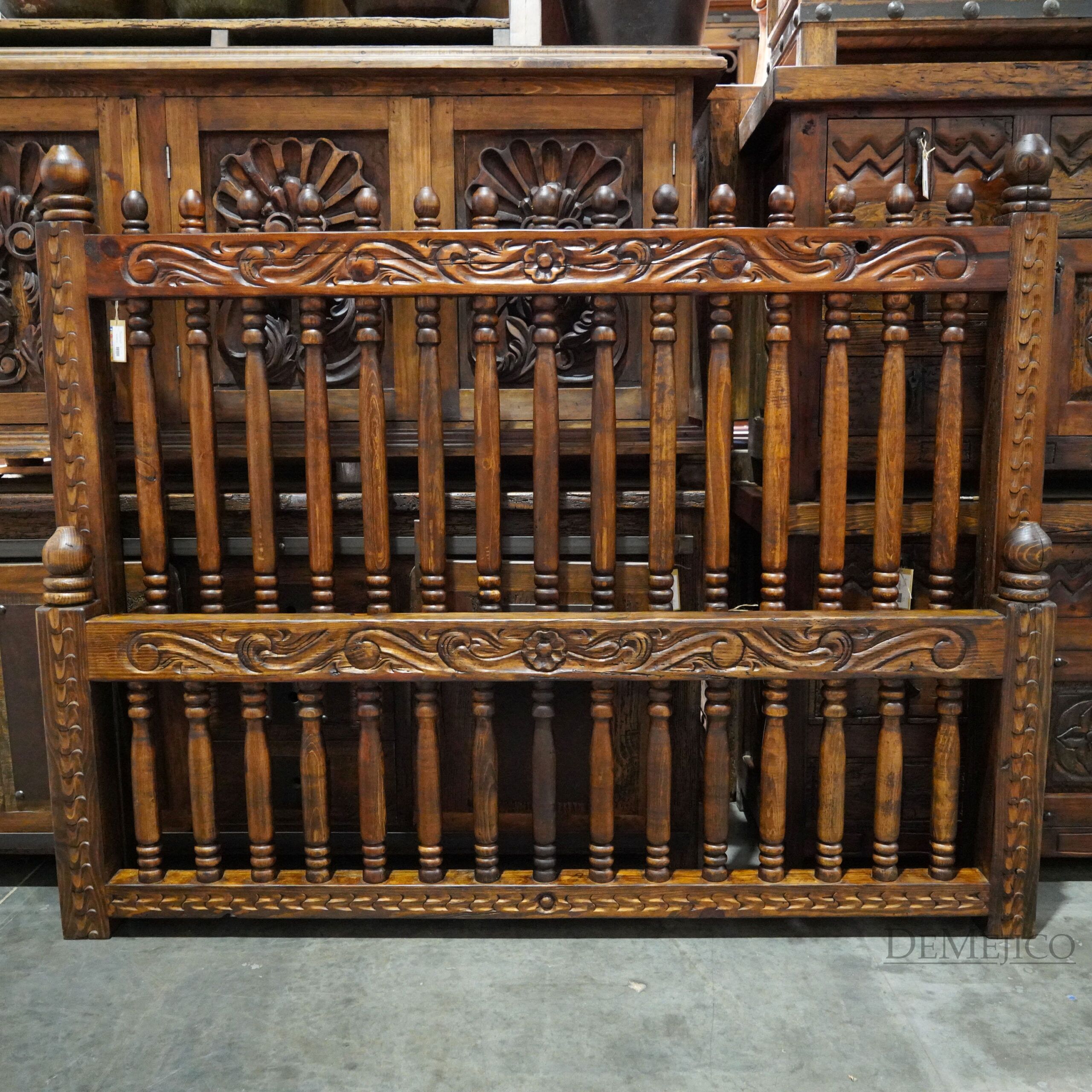 Cama Yucatán, Mexican Bed, Carved Bed - Demejico
