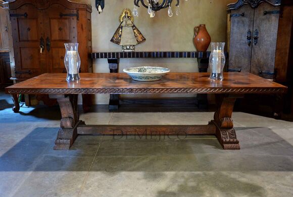carved trestle table