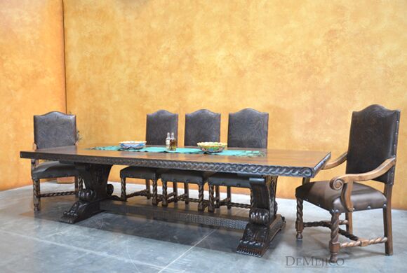 carved trestle table