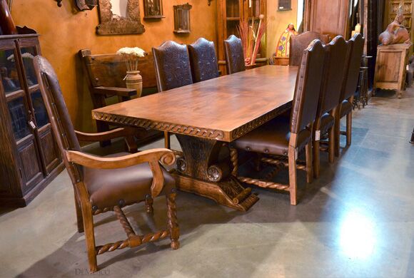 carved trestle table