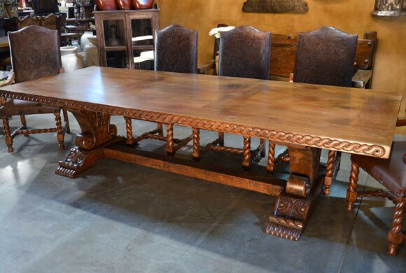 carved trestle table