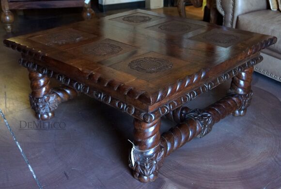 tooled leather coffee table