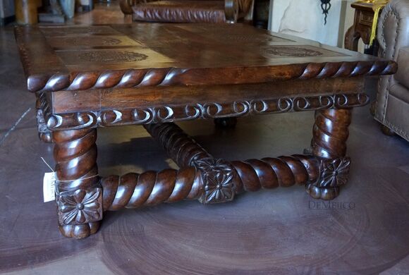 tooled leather coffee table