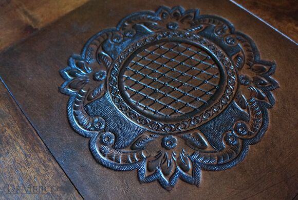 tooled leather coffee table