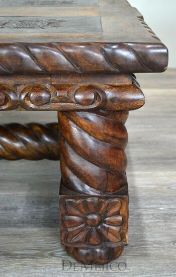 tooled leather coffee table